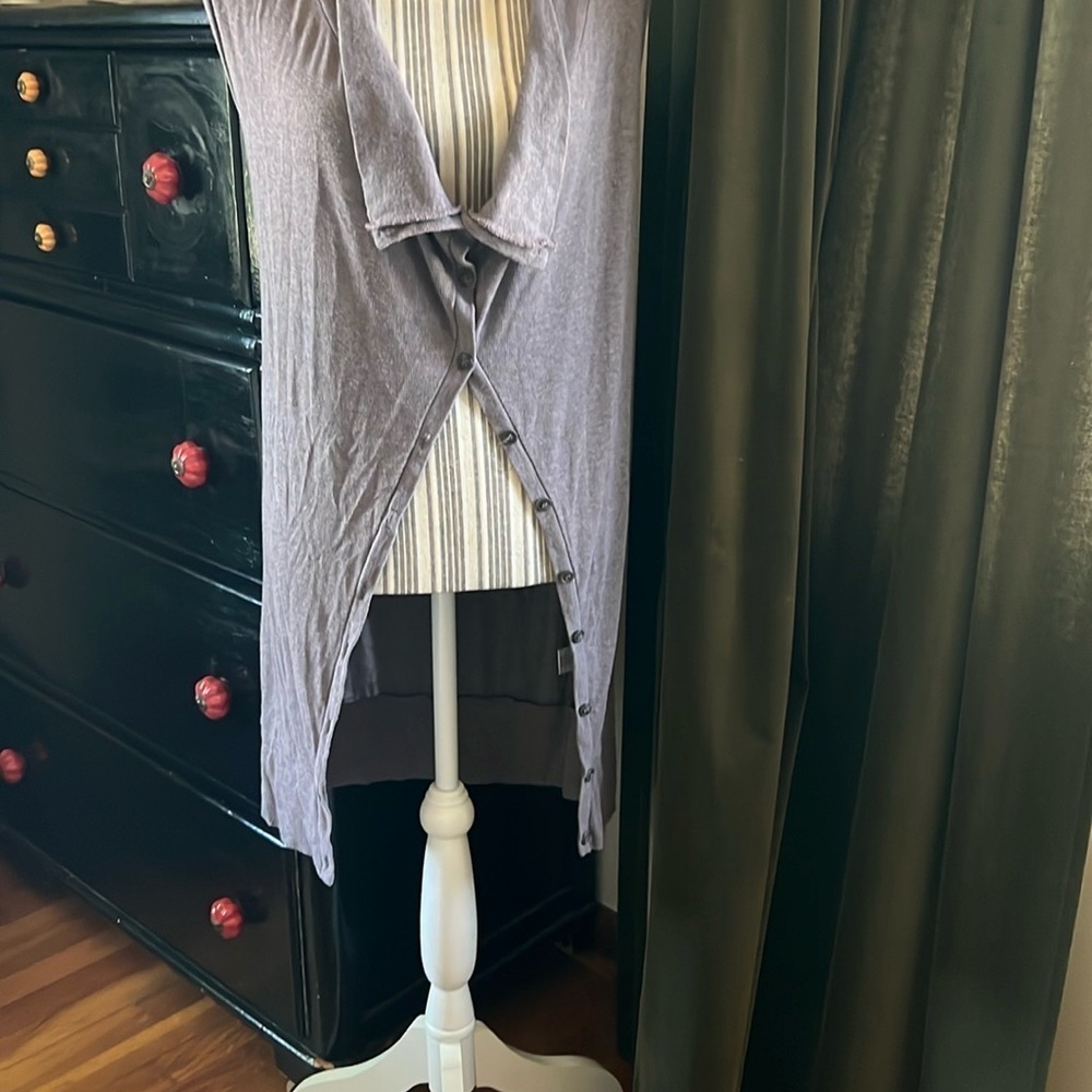 Greige Modal Button-Down Cardigan Vest - Picture 5 of 5